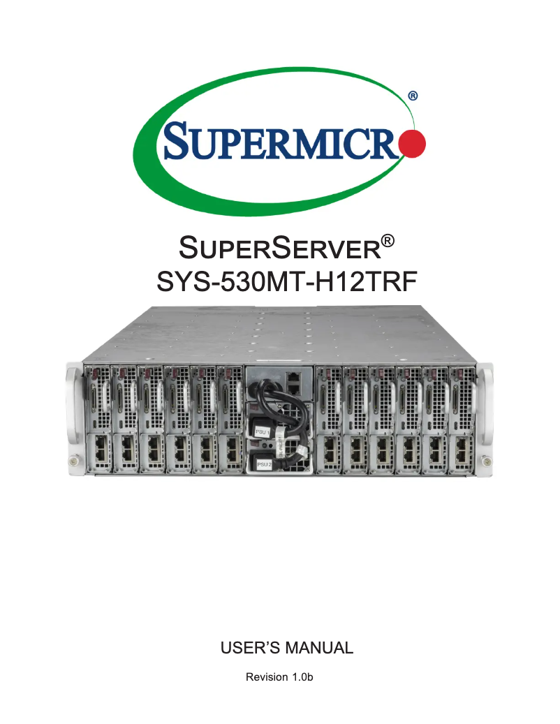 First page image of the manual for SuperServer SYS-530MT-H12TRF