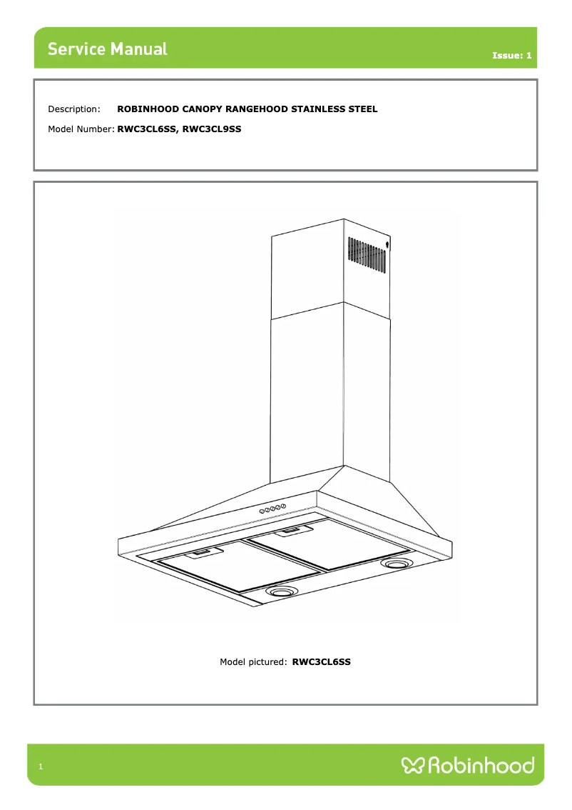 Page 1 of the manual User Manual Robinhood RWC3CL9SS