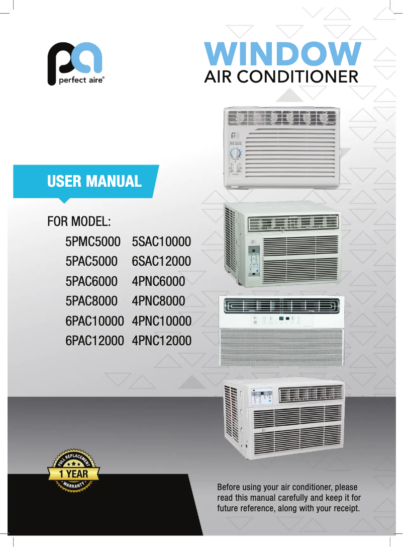 Page 1 of the manual User Manual Perfect Aire 4PNC12000