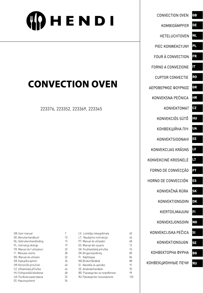 Page 1 of the manual User Manual Hendi 223345