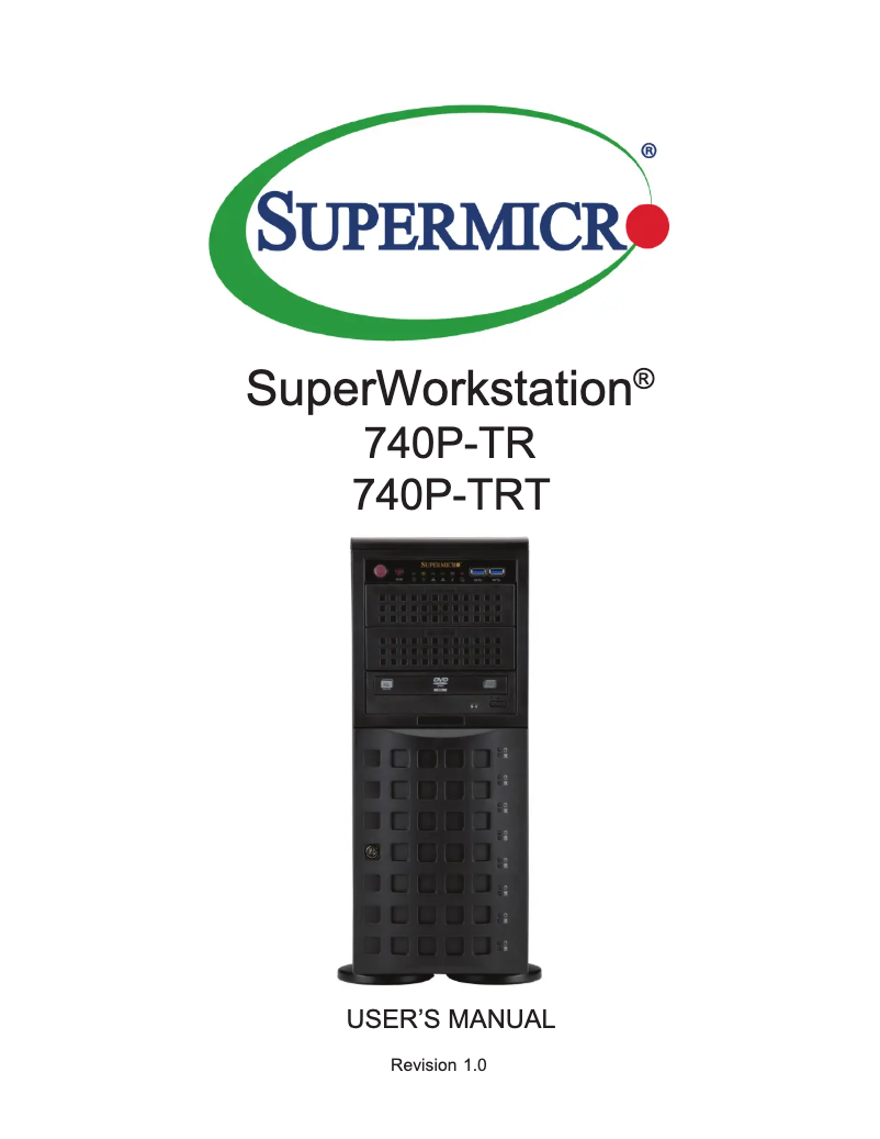 First page image of the manual for SuperServer SYS-740P-TR