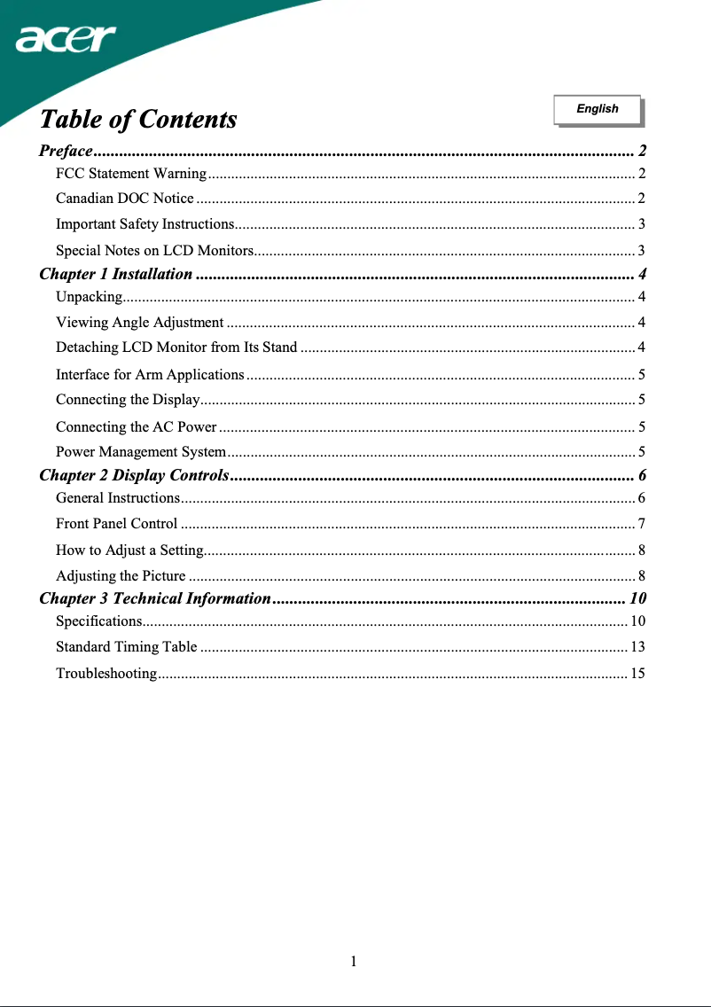 First page image of the manual for AL2416W