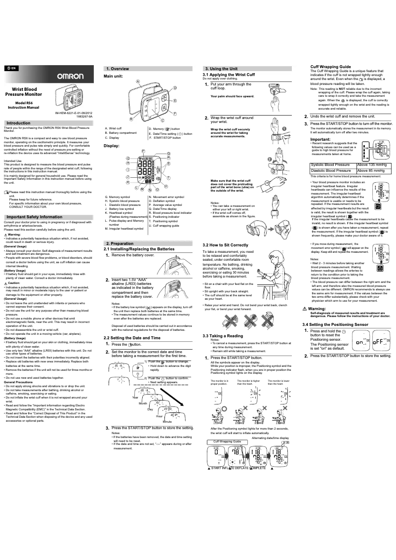 Page 1 of the manual User Manual Omron RS6