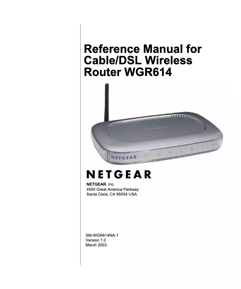 Page 1 of the manual User Manual Netgear WGR614