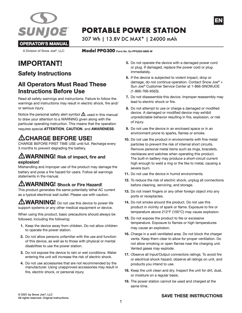 First page image of the manual for PPG300