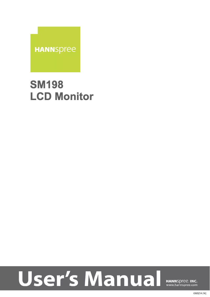 First page image of the manual for SM198
