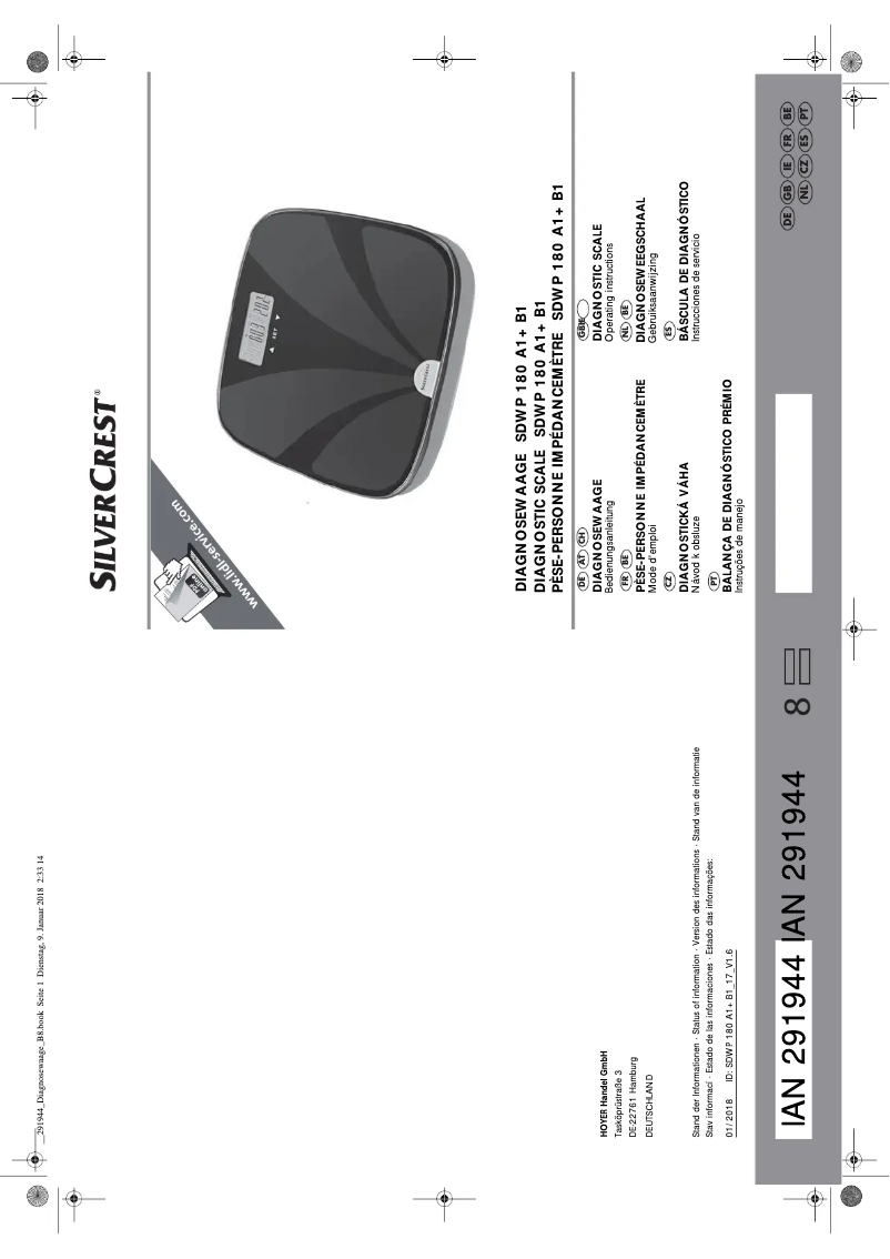 Page 1 of the manual User Manual SilverCrest SDWP 180 A1+ B1