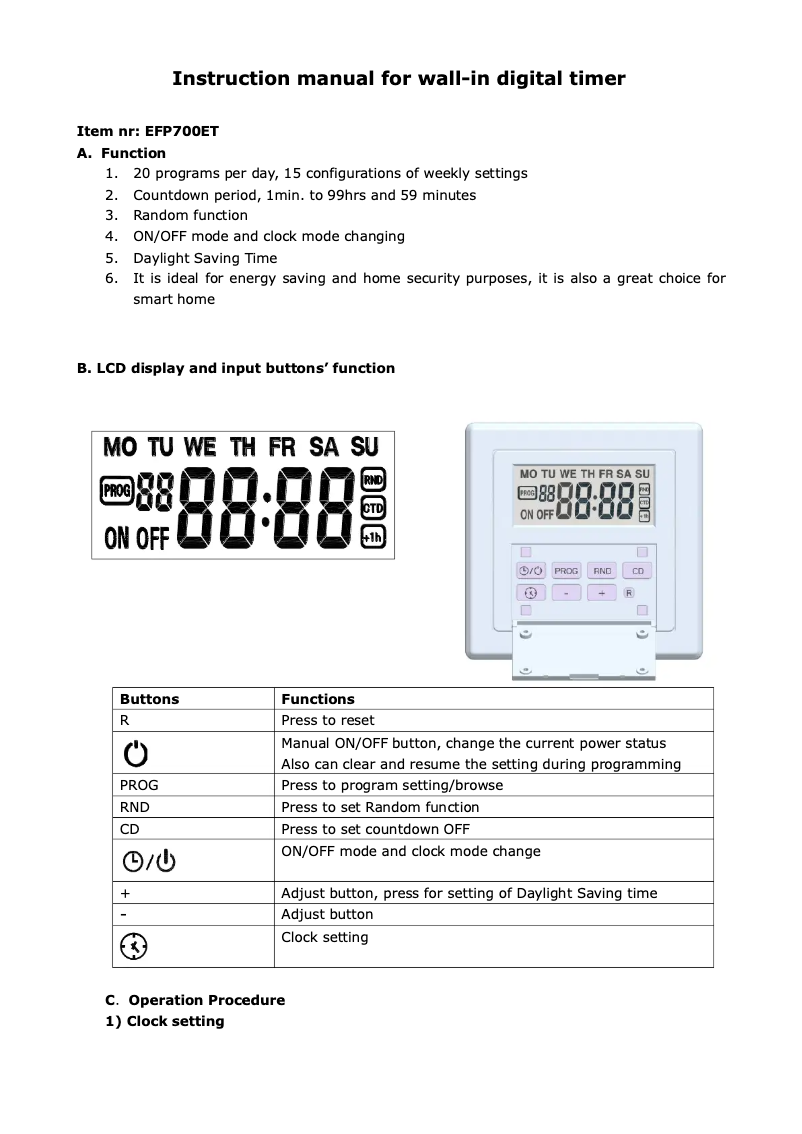 Page 1 of the manual User Manual GAO EFP700ET