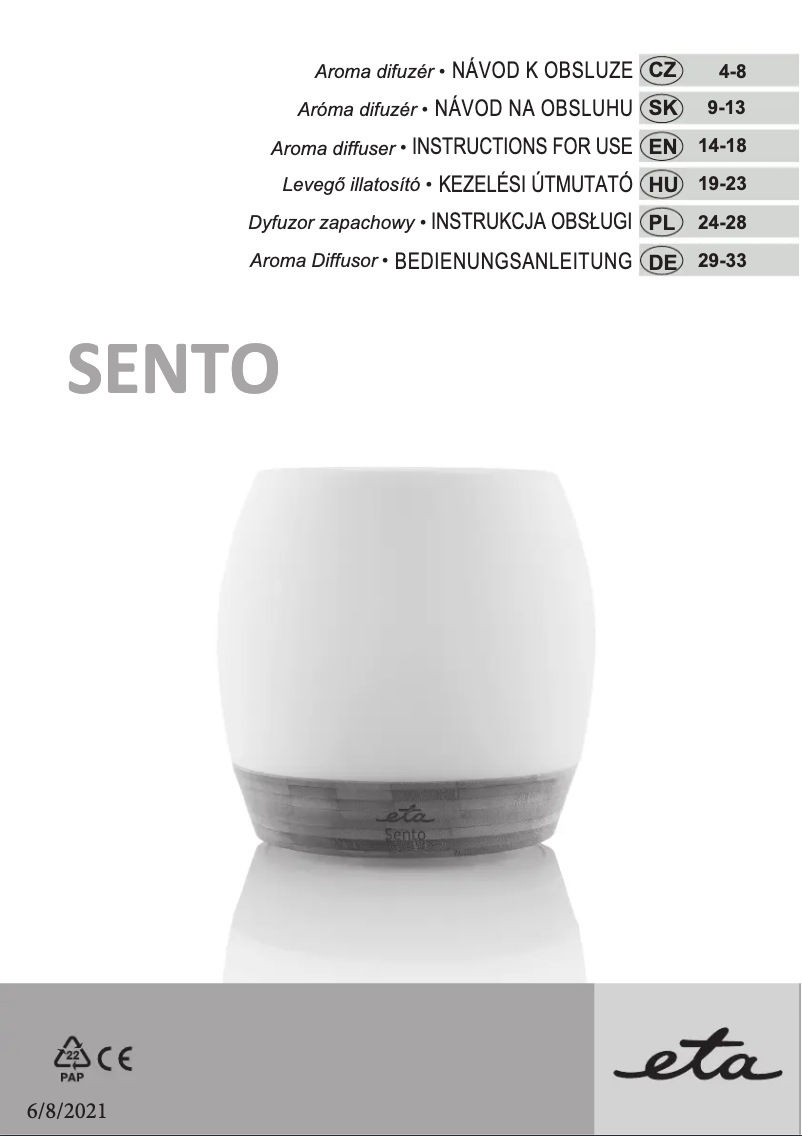 Page 1 of the manual User Manual Eta Sento 2634