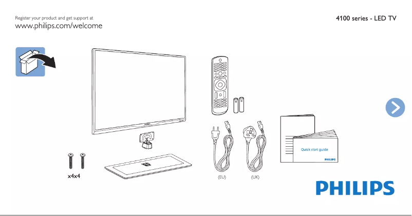 Page 1 of the manual Quick Start Guide Philips 40PFT4109