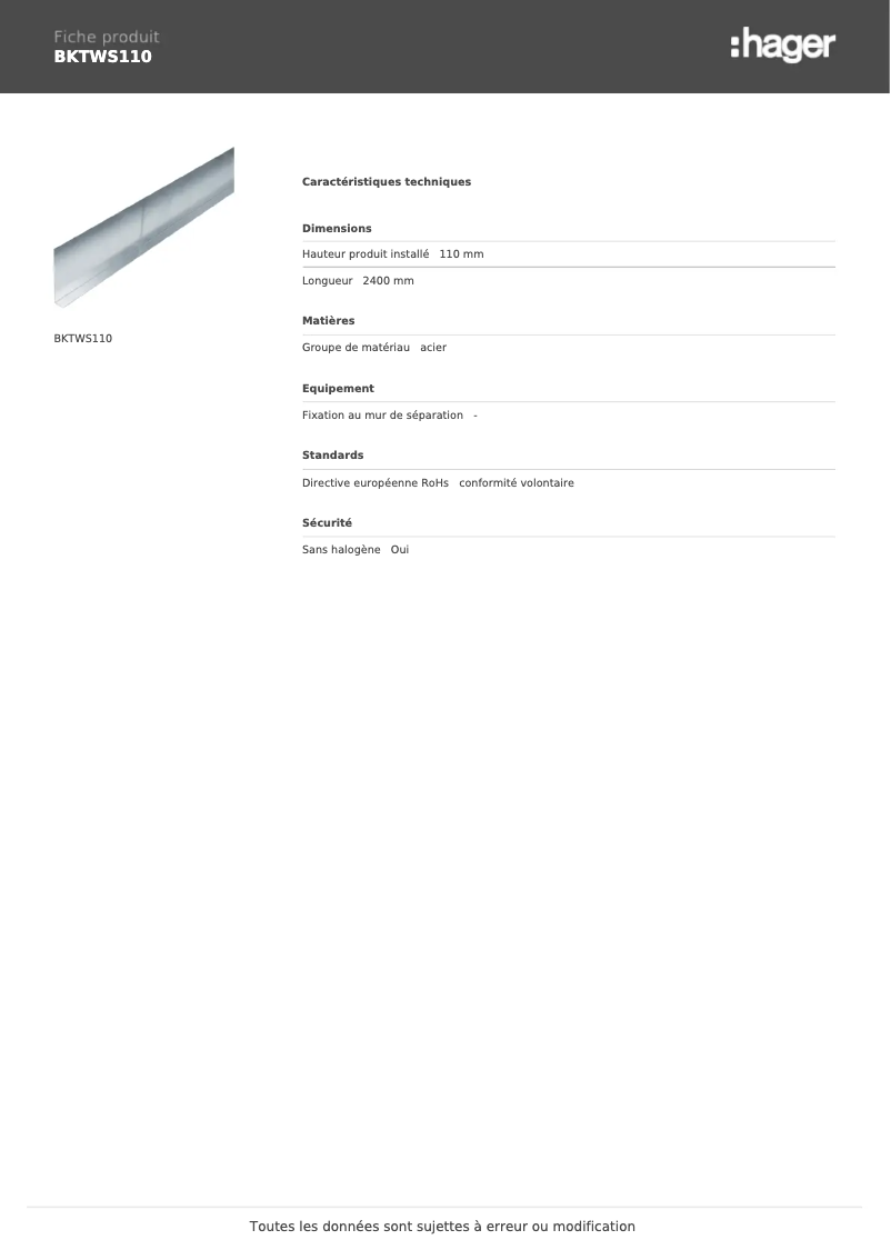 First page image of the manual for BKTWS110