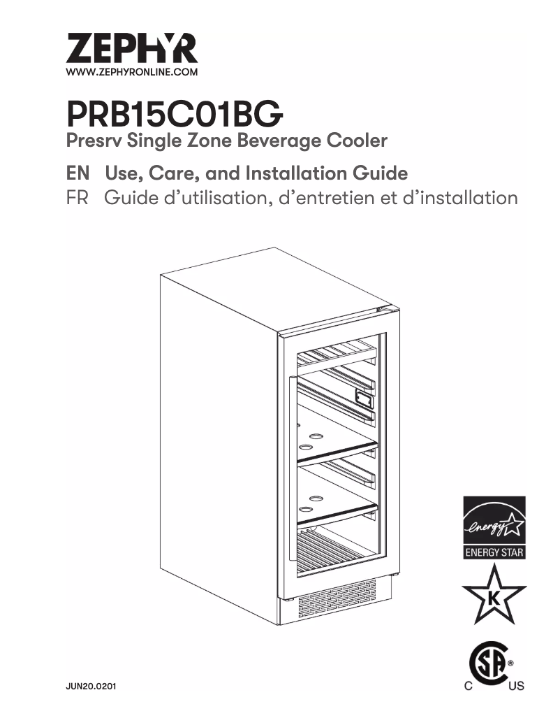 Page 1 of the manual Installation Guide Zephyr Presrv PRB15C01BG