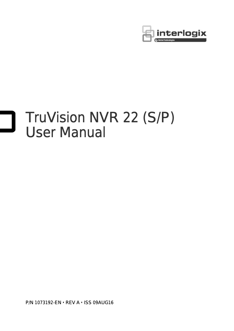 First page image of the manual for TruVision TVN-2208S