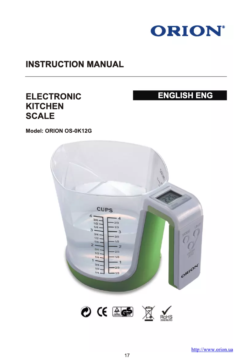 Page 1 de la notice Manuel utilisateur Orion OS-0K12G