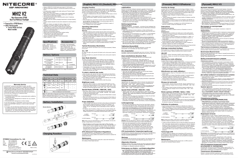 Page 1 of the manual User Manual Nitecore MH12 V2