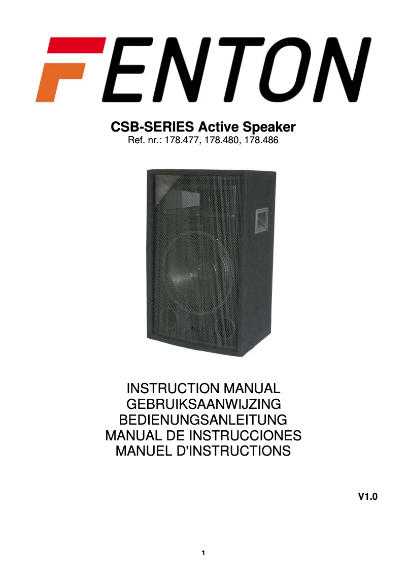 Page 1 of the manual User Manual Fenton CSB12