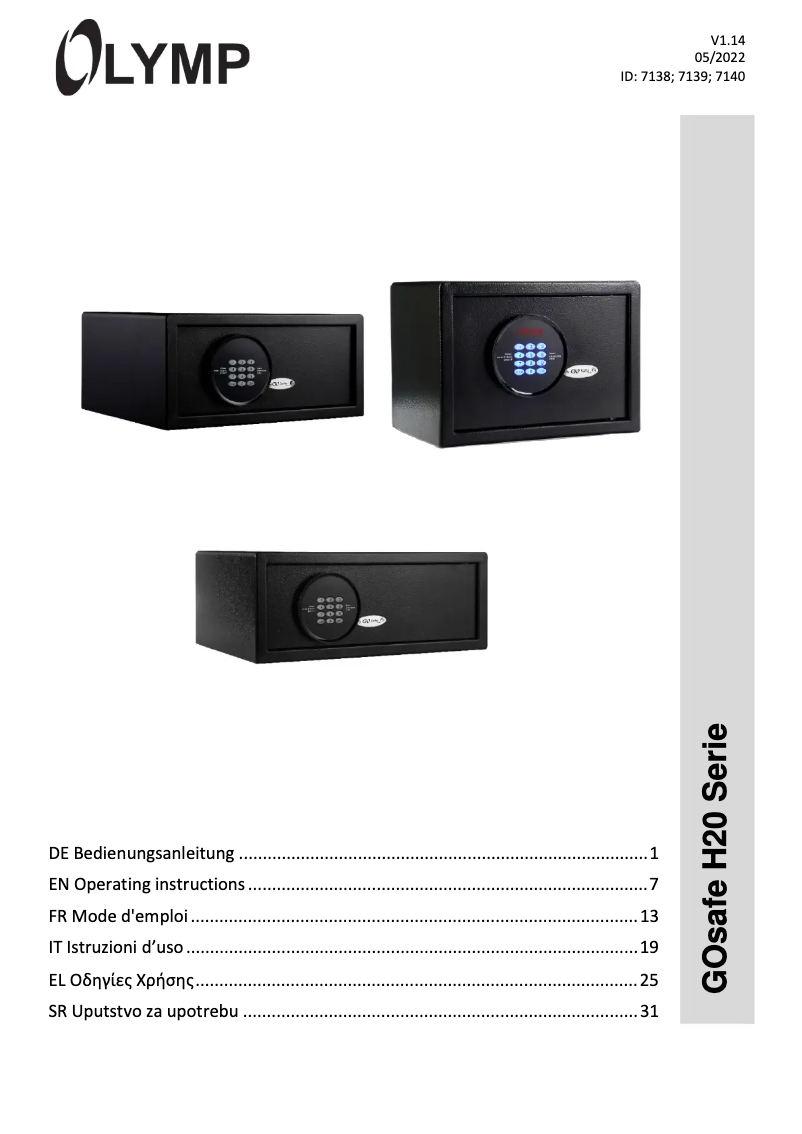 First page image of the manual for GOsafe H25