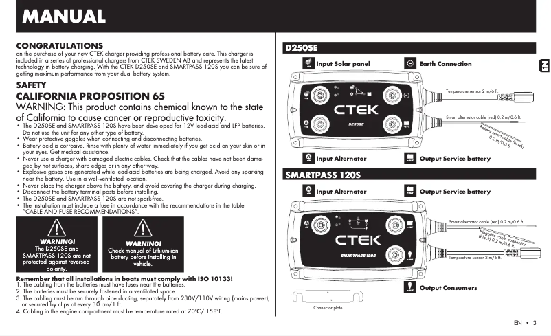 Page 1 of the manual User Manual Ctek D250SE