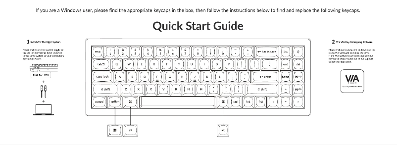 Page 1 of the manual Quick Start Guide Keychron V7