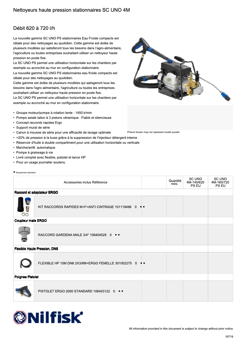 Page 1 of the manual Technical Sheet Nilfisk SC UNO 4M