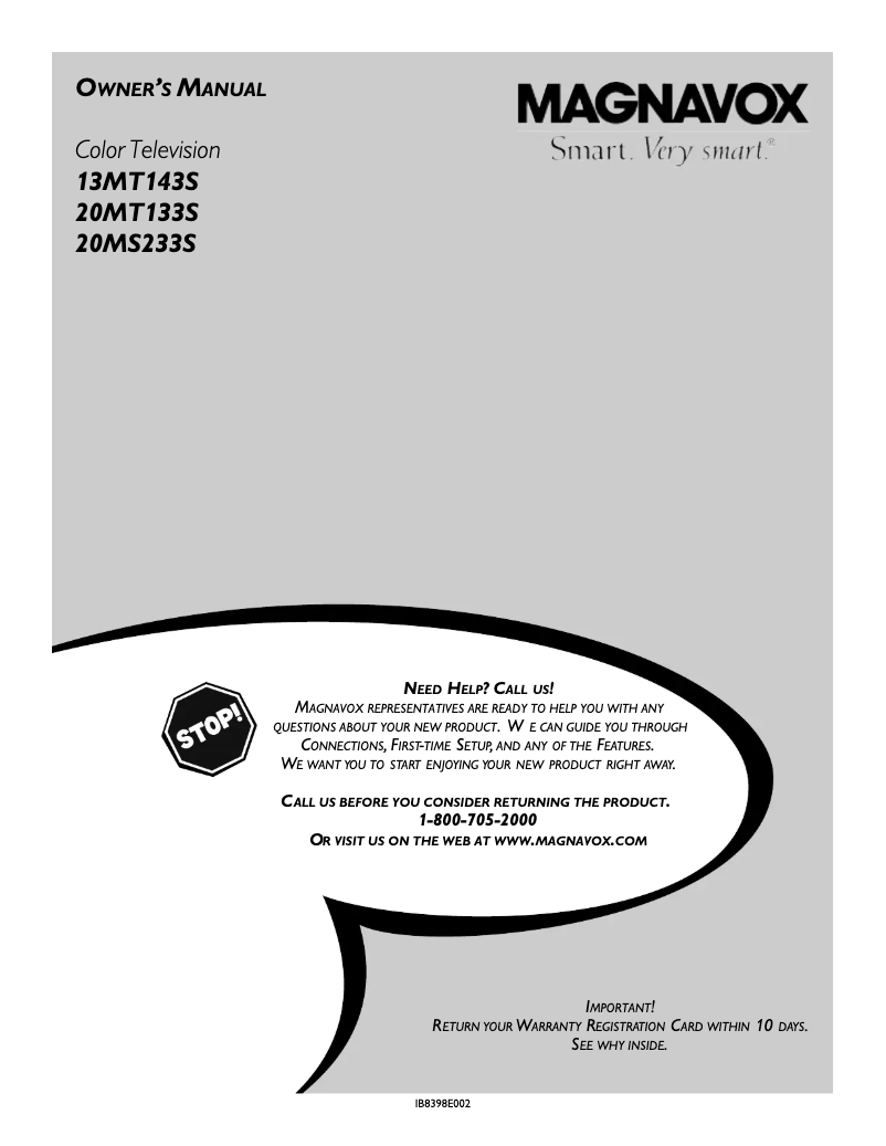 First page image of the manual for 13MT143S