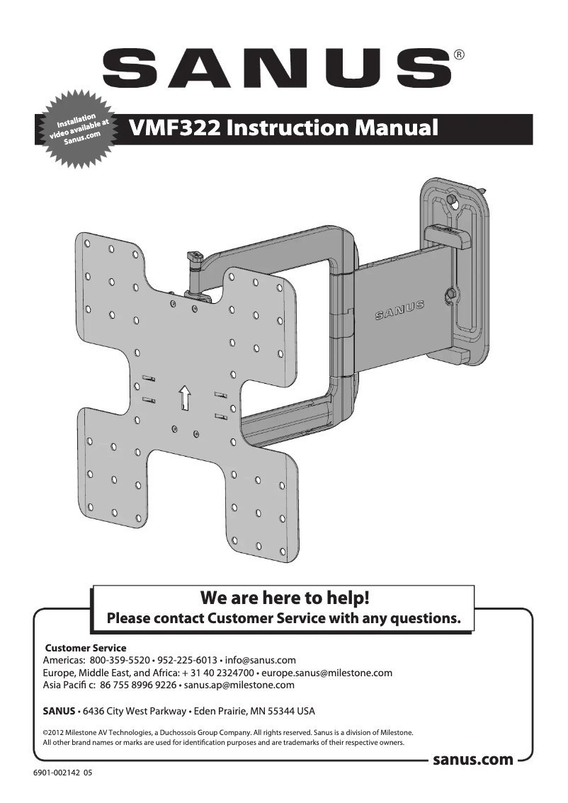 Page 1 of the manual User Manual Sanus VMF322