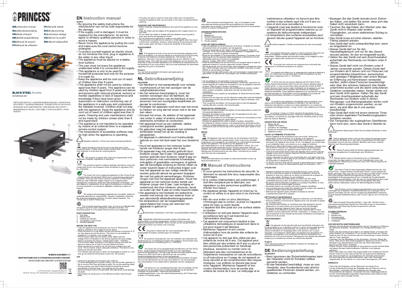 First page image of the manual for Black Steel Raclette 162655