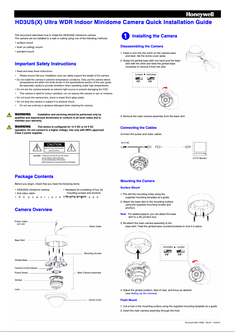 Page 1 of the manual User Manual Honeywell HD3US