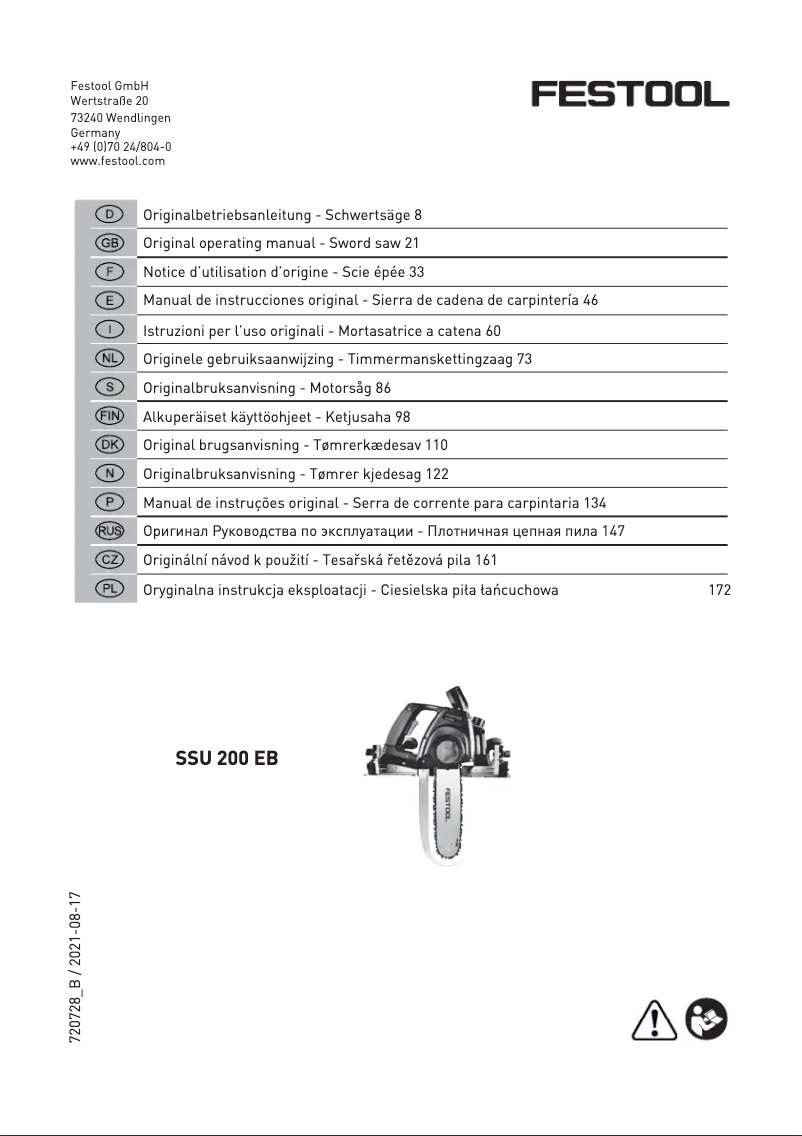 Page 1 of the manual User Manual Festool SSU 200