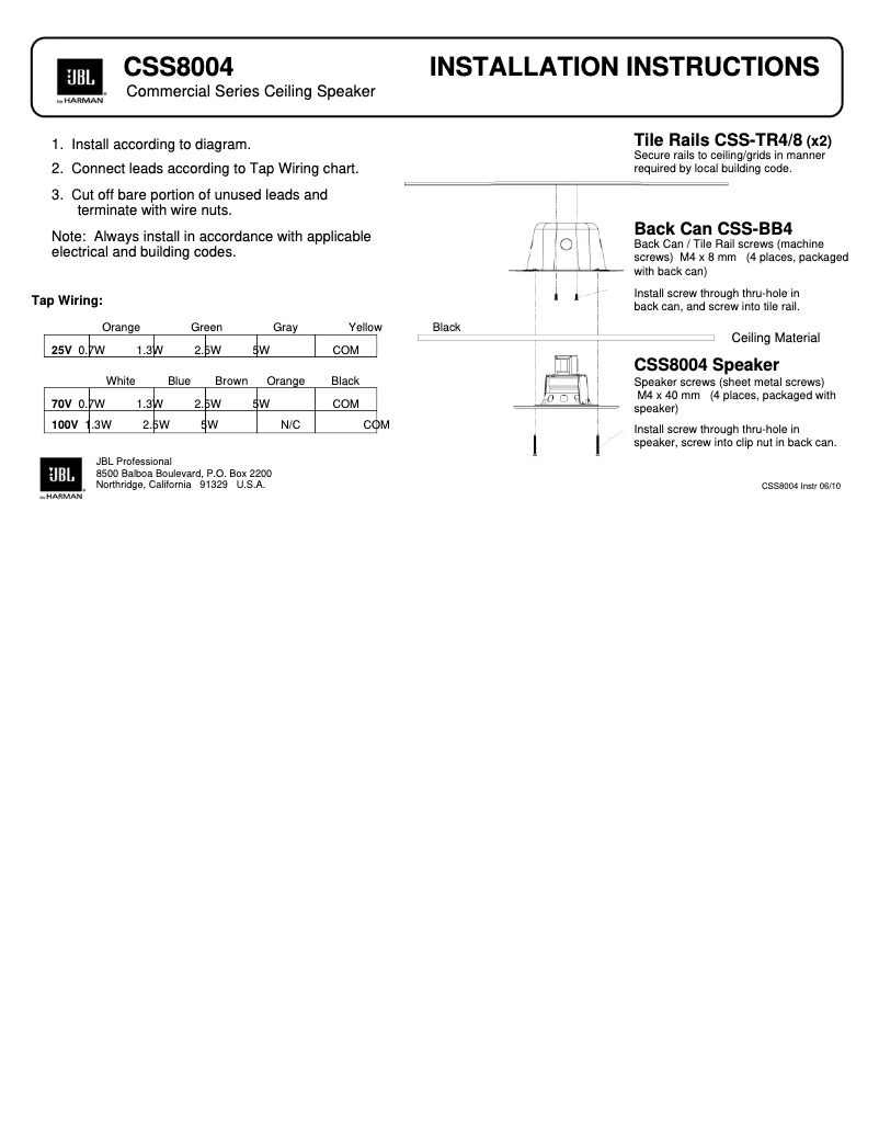 First page image of the manual for CSS8004