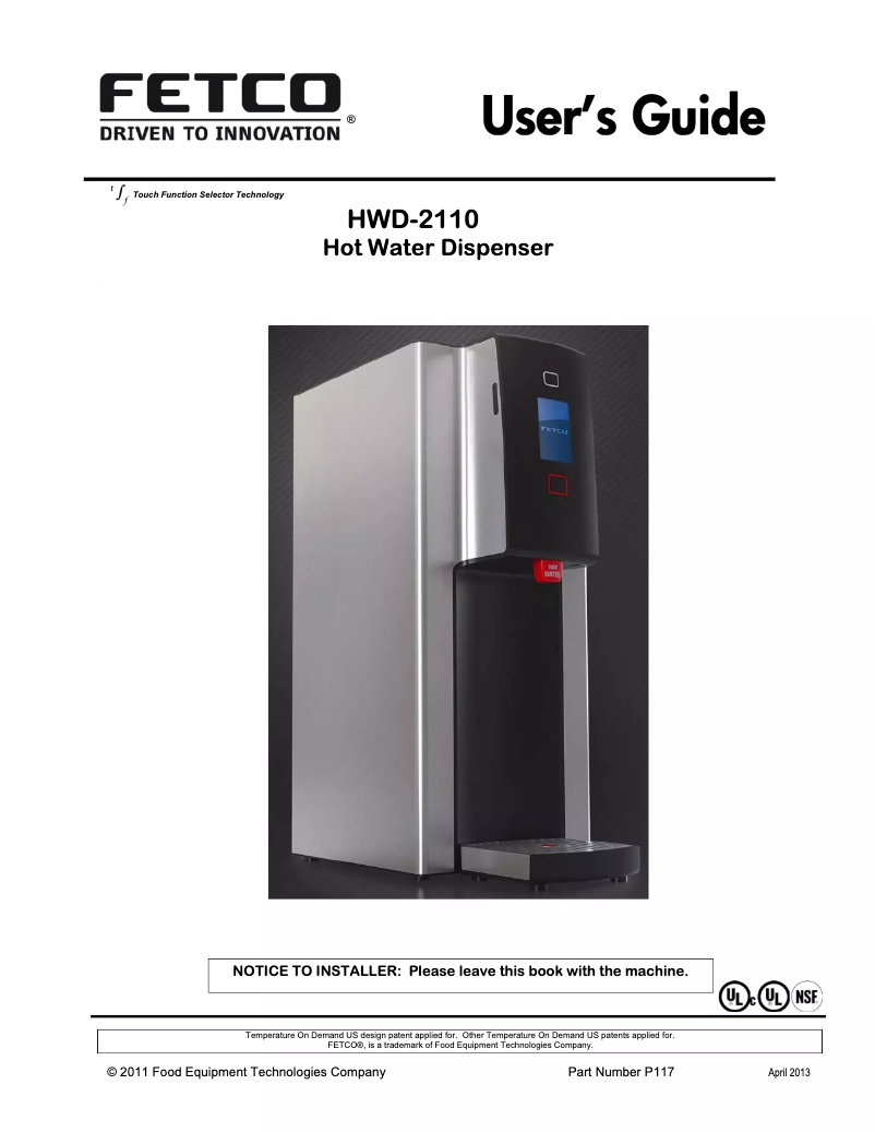 First page image of the manual for HWD-2110
