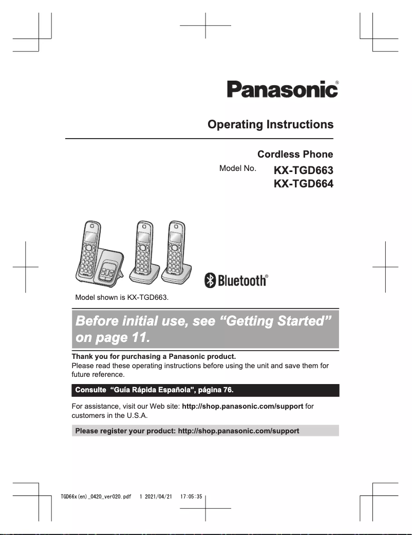 Image de la première page du manuel de l'appareil KX-TGD663