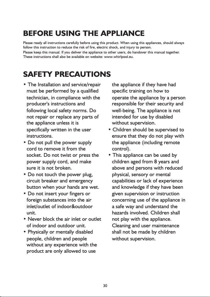 Page 1 of the manual User Manual Whirlpool SPIS409L