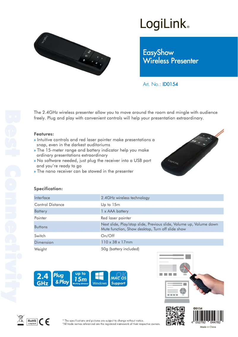 Image de la première page du manuel de l'appareil Easy Show ID0154