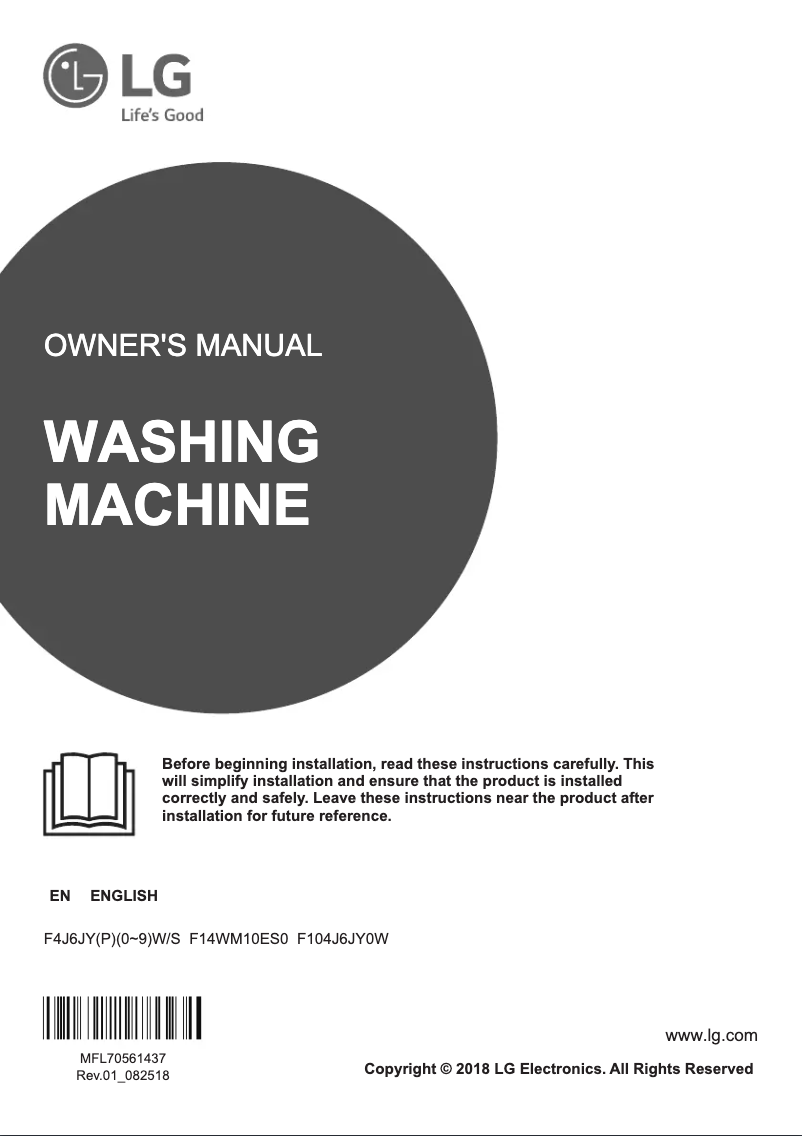 Page 1 of the manual User Manual LG F104J6JY0W