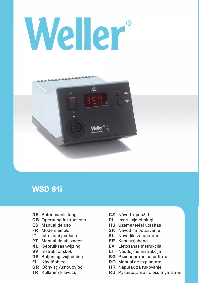 Page 1 of the manual User Manual Weller WSD 81i