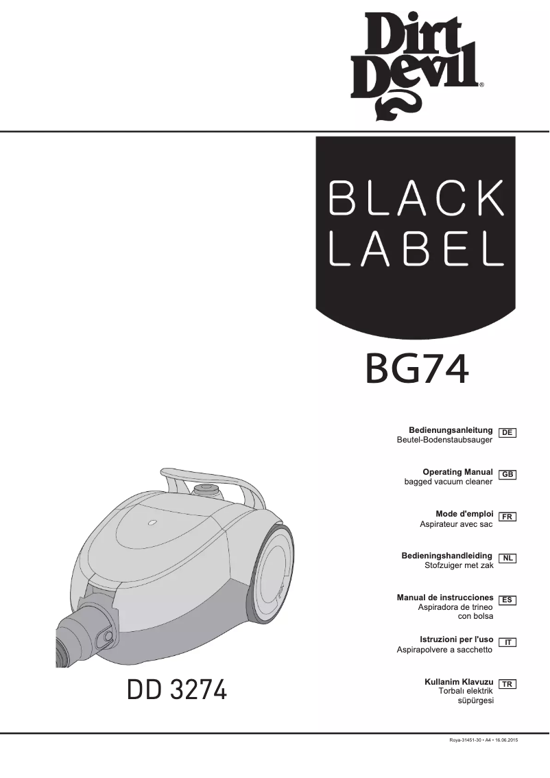 Page 1 of the manual User Manual Dirt Devil BG74