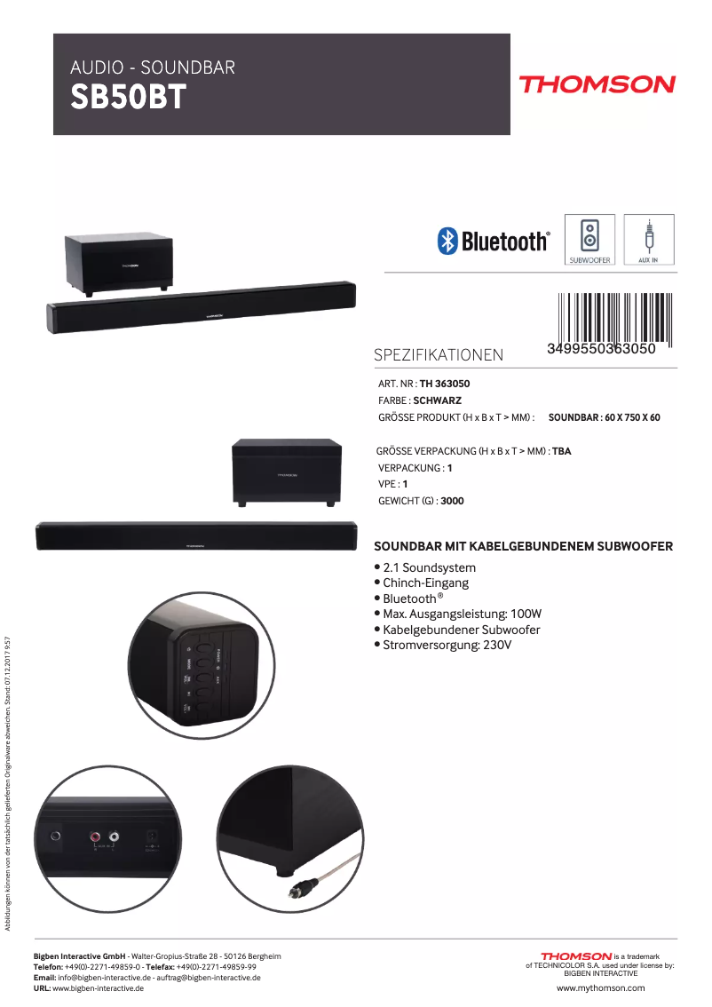 First page image of the manual for SB50BT