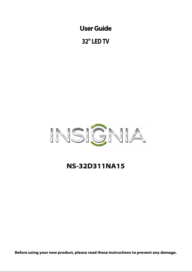 Page 1 of the manual User Manual Insignia NS-32D311NA15