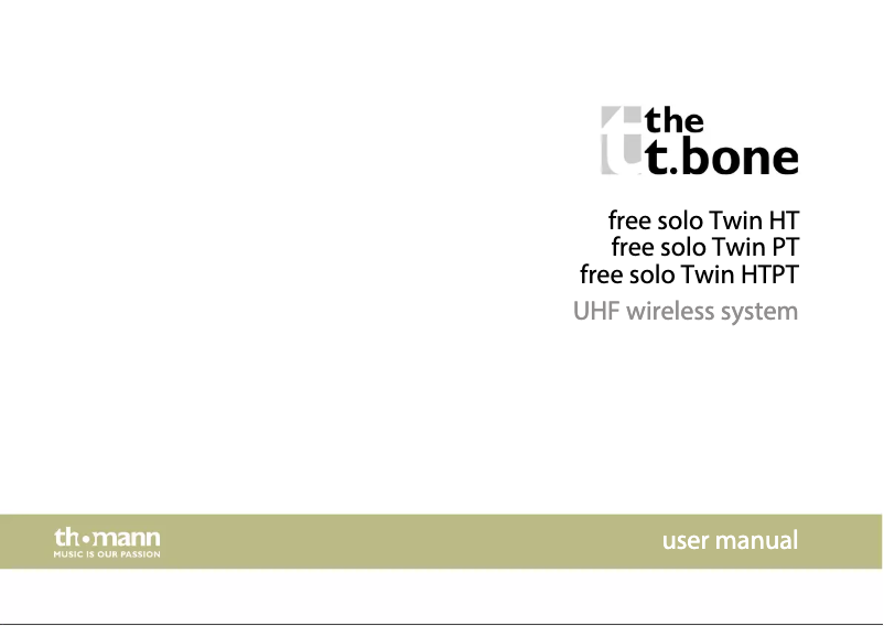 Page 1 of the manual User Manual the t.bone free solo Twin HTPT
