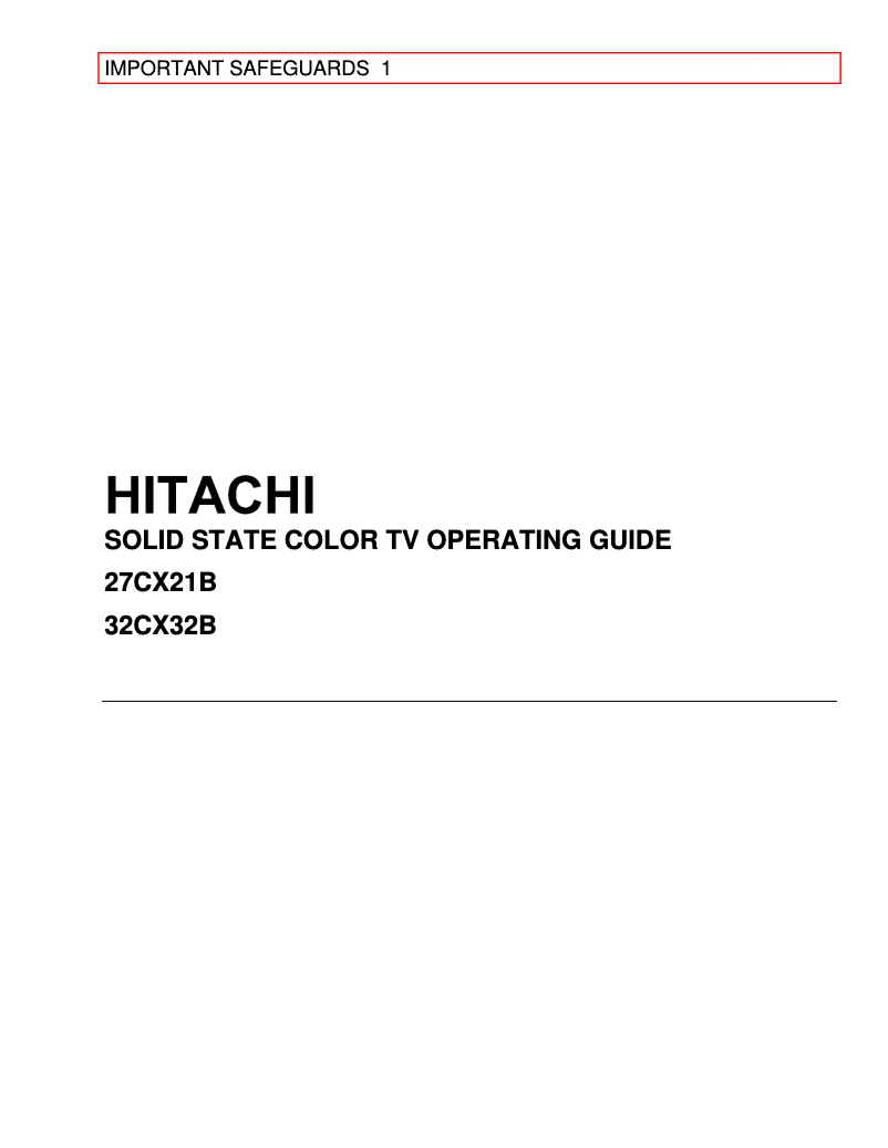 Page 1 of the manual User Manual Hitachi 32CX32B