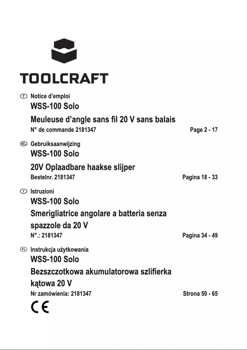Page 1 of the manual User Manual Toolcraft WSS-100