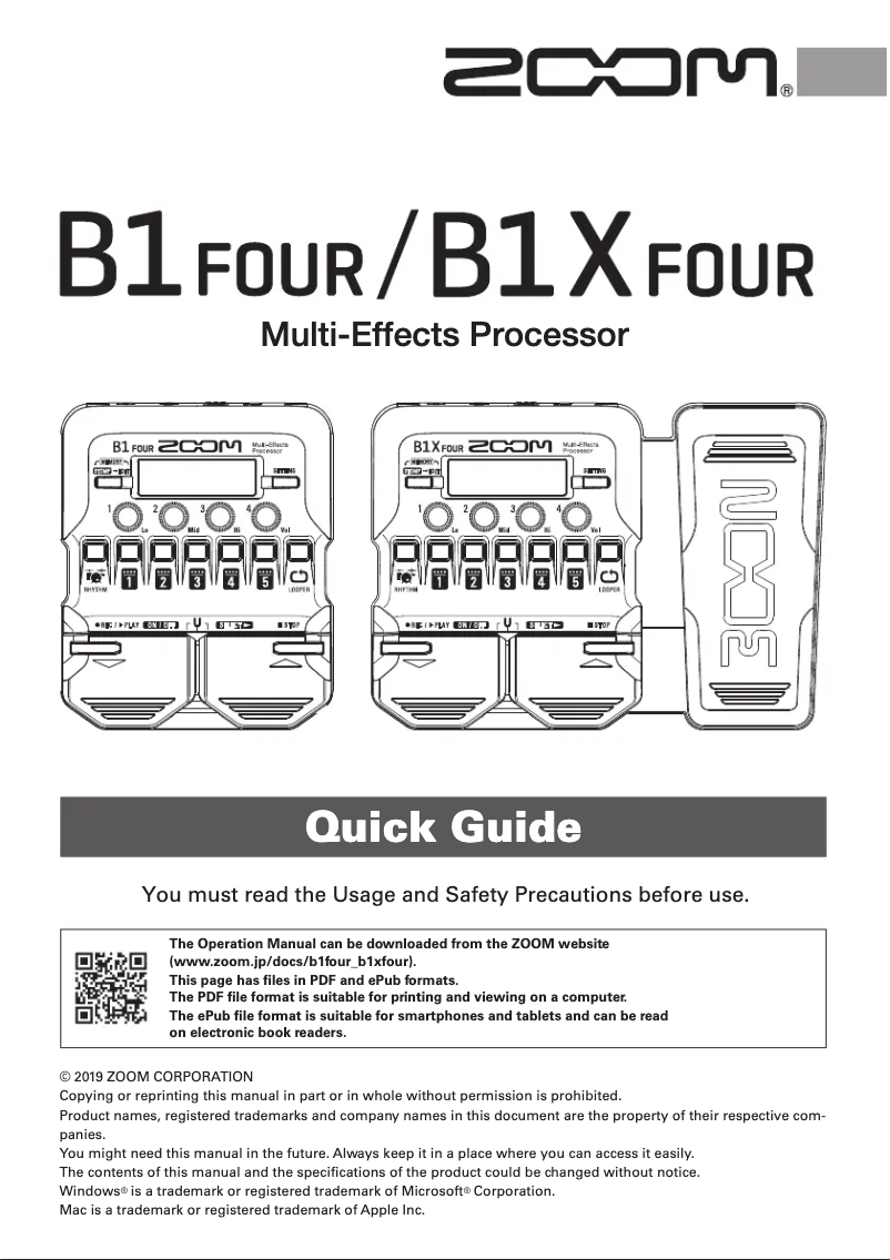 First page image of the manual for B1 FOUR