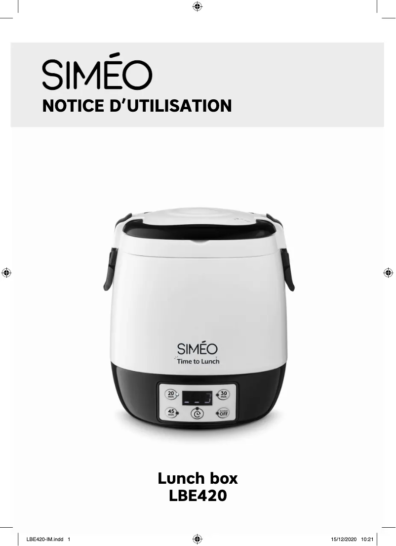 Image de la première page du manuel de l'appareil LBE420