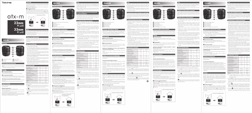 Page 1 of the manual User Manual Tokina atx-m 23mm f/1.4 Plus Sony E-Mount