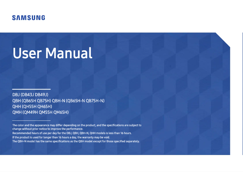 First page image of the manual for QB75H-N