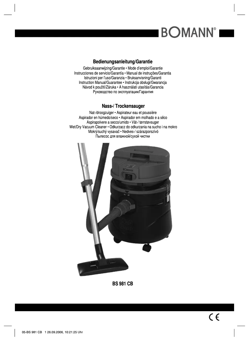 First page image of the manual for BS 981 CB