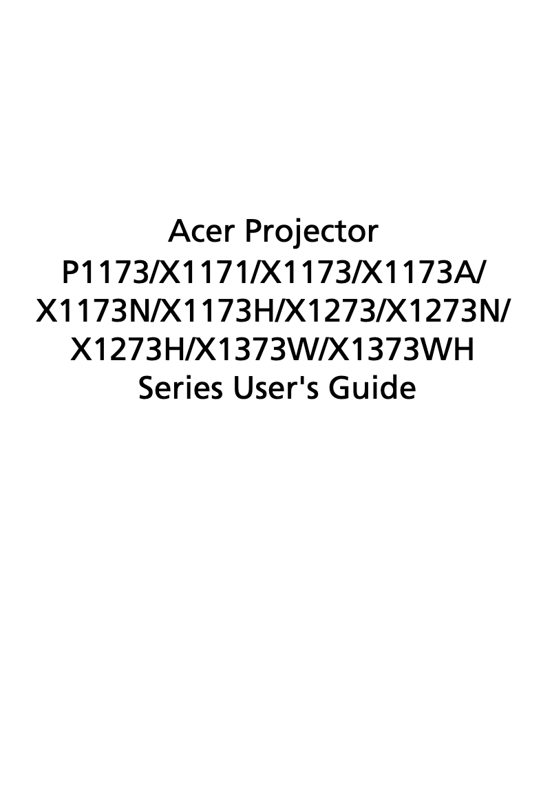 Page 1 of the manual User Manual Acer P1173