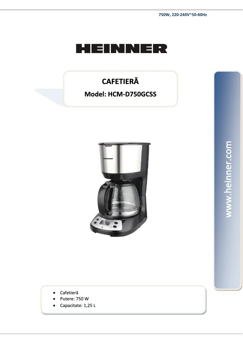 First page image of the manual for HCM-D750GCSS