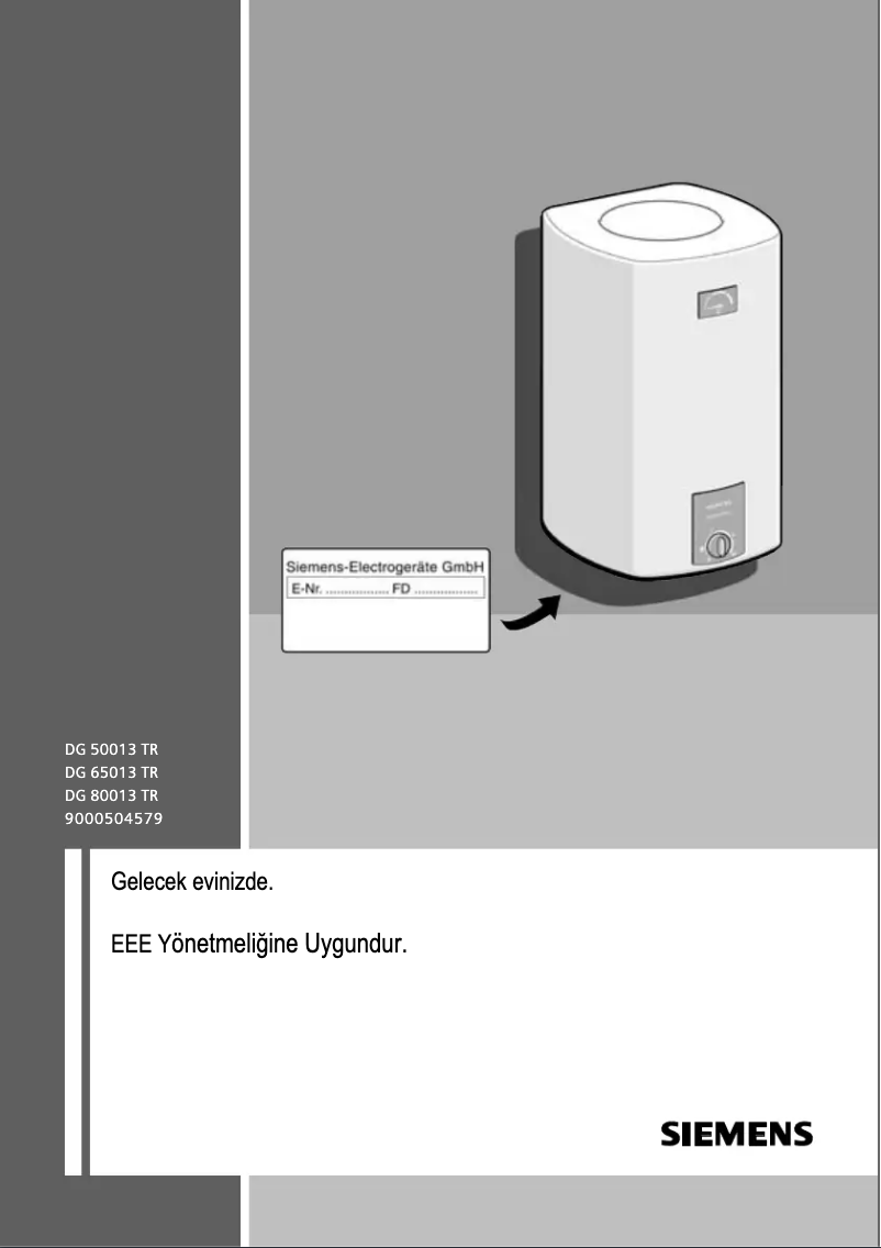 Page 1 of the manual User Manual Siemens DG50013TR